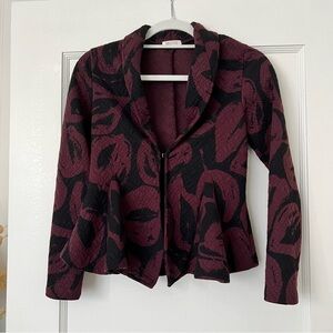 Weston Plum Purple & Black Peplum Blazer Jacket Size XSmall EUC